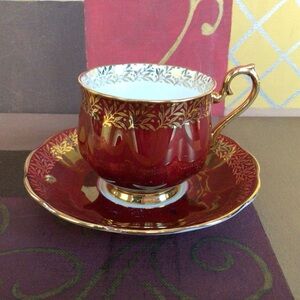Royal Albert Gold Gilt Ruby Lustre Teacup And Saucer
